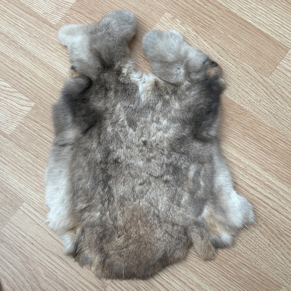 #A19 Brown Gray Rabbit Fur Pelt Crafts Decor